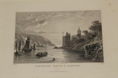 A8/ Dartmouth Castle & Harbour Stahlstich London ~1832 T. Allom + J. Thomas /227