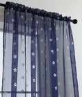 Metallic STAR Slot Top Rod Pocket Header Sheer Navy Voile Curtain Panel  7 Sizes