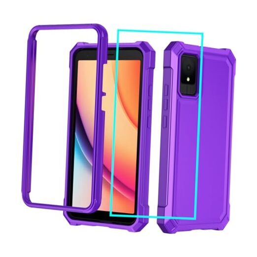 for T432W Case with Screen Protector,Full Body Protection Front TCL K11 Purple