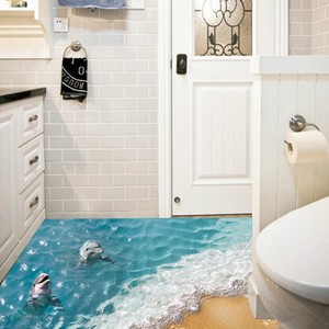 3d Ocean Beach Sand Wall Stickers Bathroom Floor Art Vinyl Decal