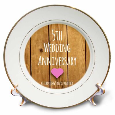 3dRose 5th Wedding Anniversary Gift Wood Celebrating 5 Years Together