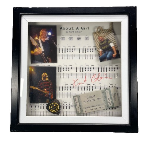 Nirvana KURT COBAIN SHADOW BOX -Music/Photo/Guitar Pick/Concert "About a Girl"