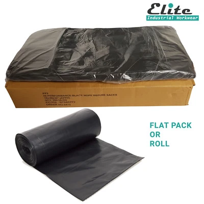 SAFETOUCH 200 Heavy Duty Black Refuse Sacks Strong Rubbish Bags Bin Liners Roll or Box