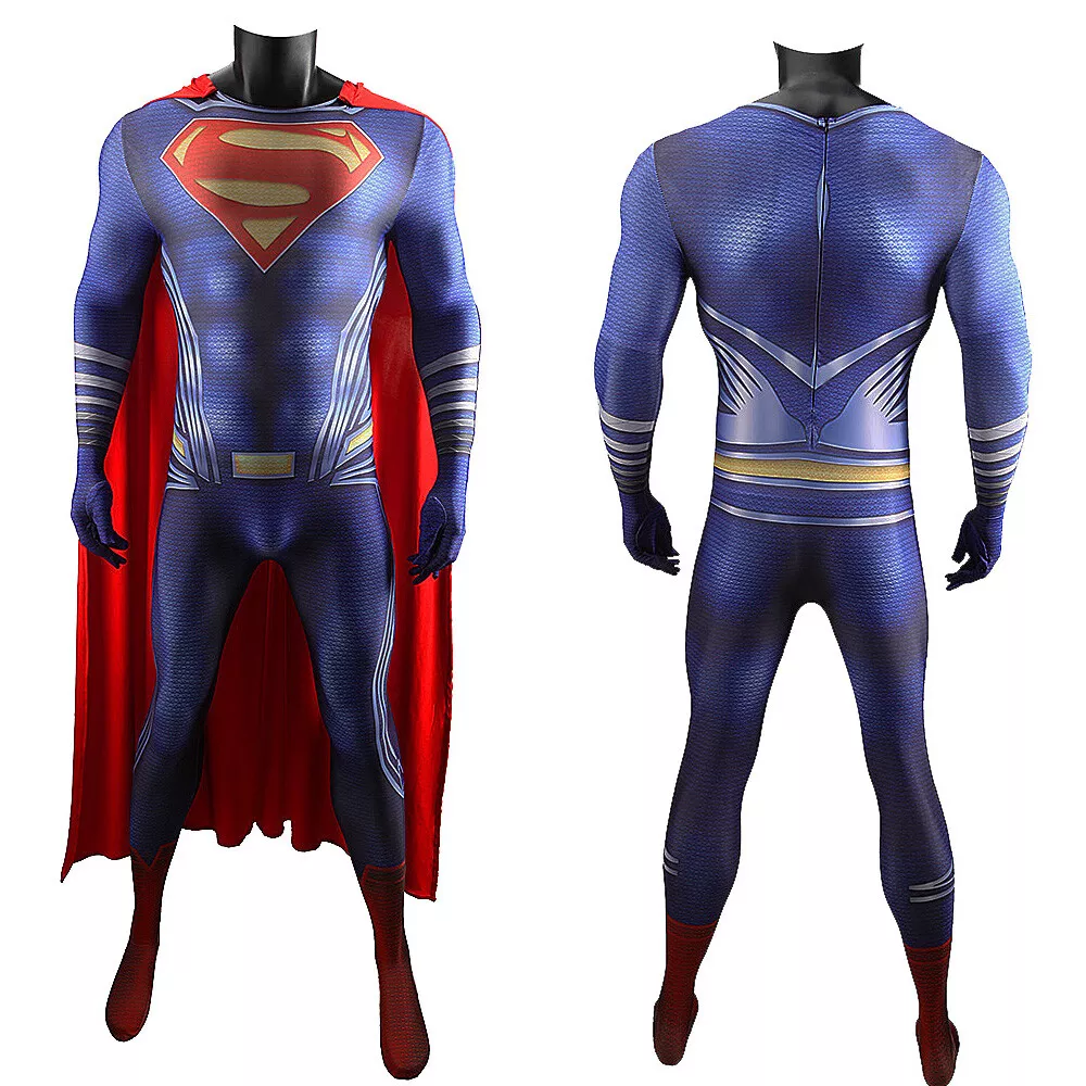 Costume Superman Uomo d'Acciaio Cosplay Adulti Bambini Ver. 2