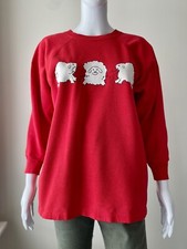 Vintage 80s L Sheep Sweatshirt Pullover Red VGUC Kidcore Animal