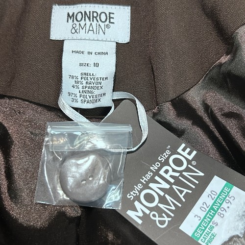 size 10 Dark Chocolate Brown Monroe & Main Thigh Duster Career Office Pant Suit - Imagen 15 de 18