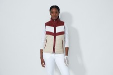 Daily Sports Block Striped Gilet Vest Beige Wine Cream Half RRP Medium 10/12 New