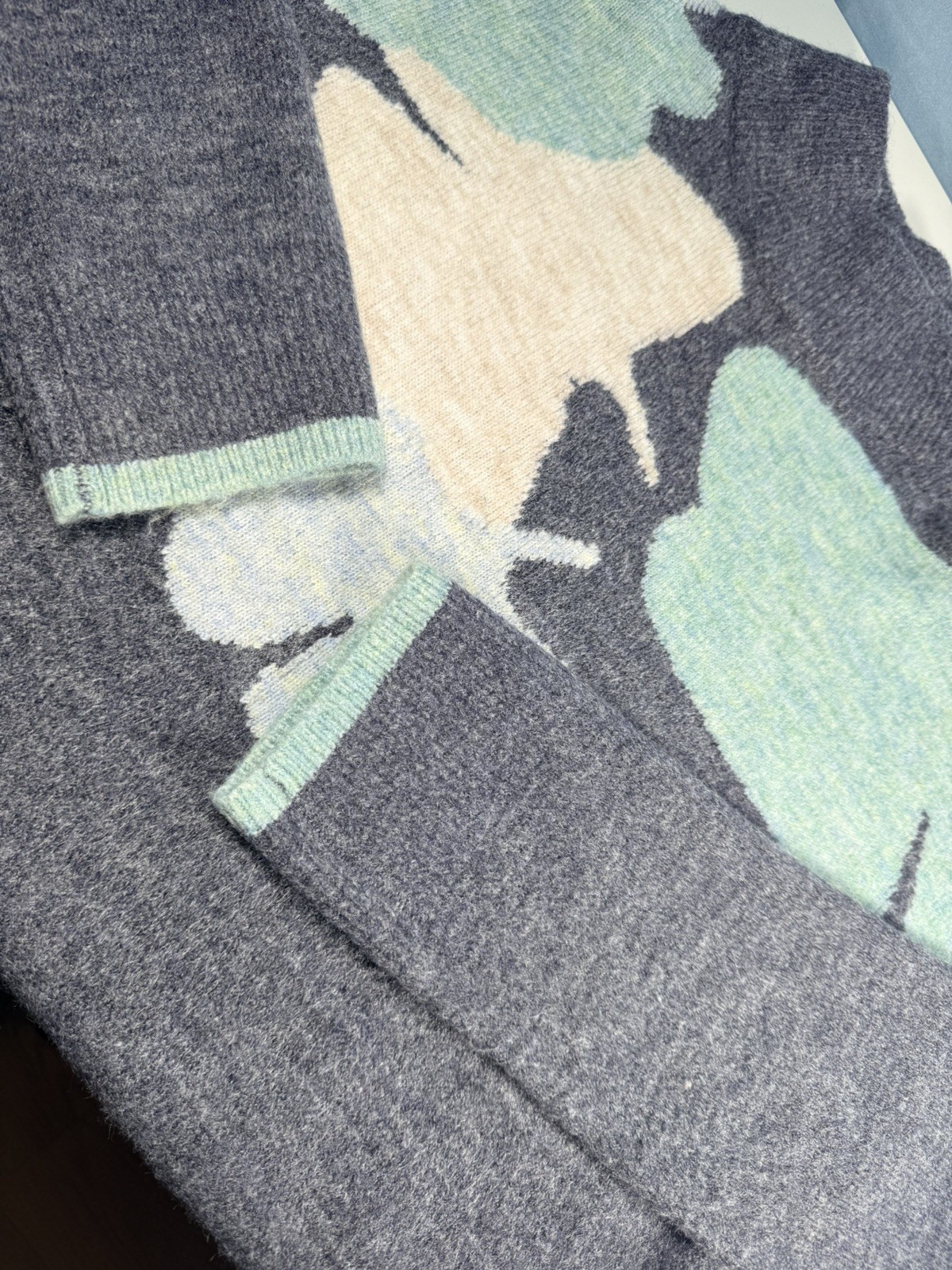 White Stuff Blue Grey Lucy Leaf Pattern Wool Blen… - image 5