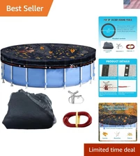 33.5FT Black Mesh Pool Leaf Net Cover for 30FT Round Pools - Durable & UV Res...