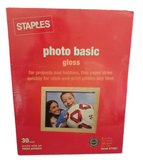 STAPLES Paper Glossy Photo Basic Gloss 8.5 x 11 inch 30 Sheet Pack Item 471861