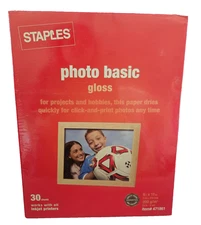 STAPLES Paper Glossy Photo Basic Gloss 8.5 x 11 inch 30 Sheet Pack Item 471861
