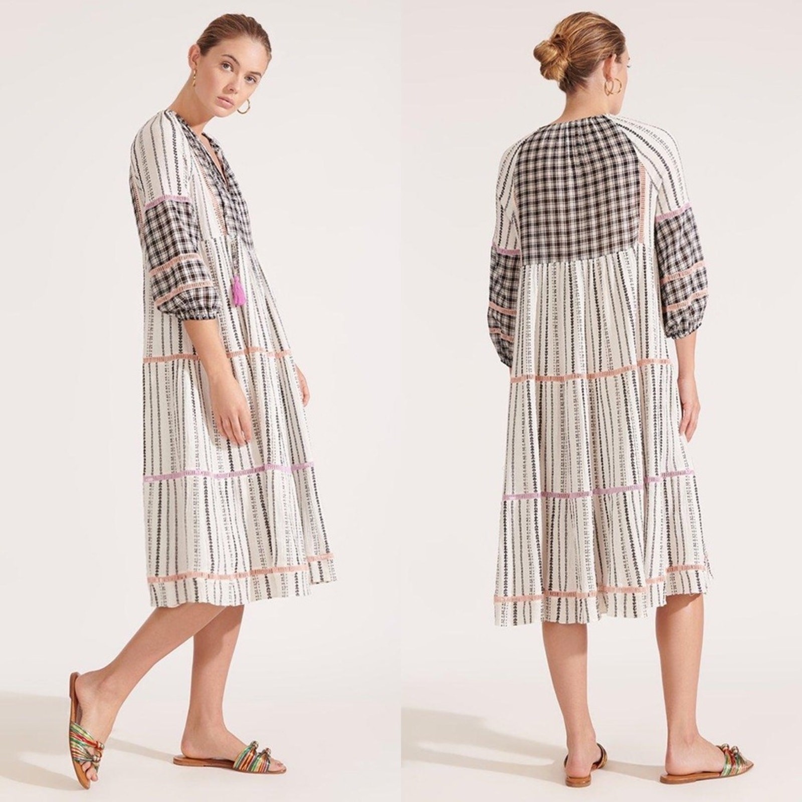 Veronica Beard Eileen Paneled Checked Georgette M… - image 2