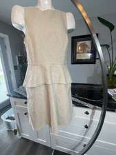 Banana Republic Cream Burlap Linen Dress Women's Size 10