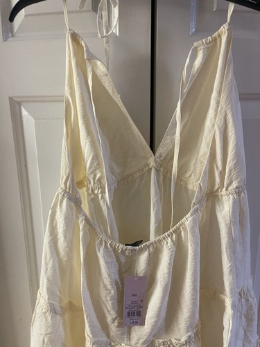 Women's Triangle Cup Tiered Mini Babydoll Halter Dress Wild Fable Cream Size XXL - Picture 9 of 12