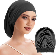100 Silk Lined Bonnet for Sleeping Women Men Anti-Frizz Night Cap
