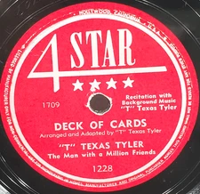 SALE 1948 T Texas Tyler VG 78 RPM 10 inch 4 Star 1228 SHELLAC Deck Of Cards