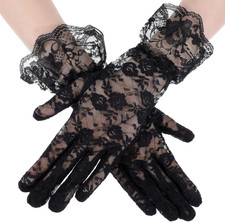 Black Lace Gloves for Women Elegant Tea Party Gloves Opera Gloves Mesh Gloves fo