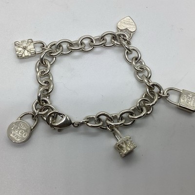 Tiffany Atlas Roman Heart Bow Lock Charm Link Chain Bracelet - Main Image