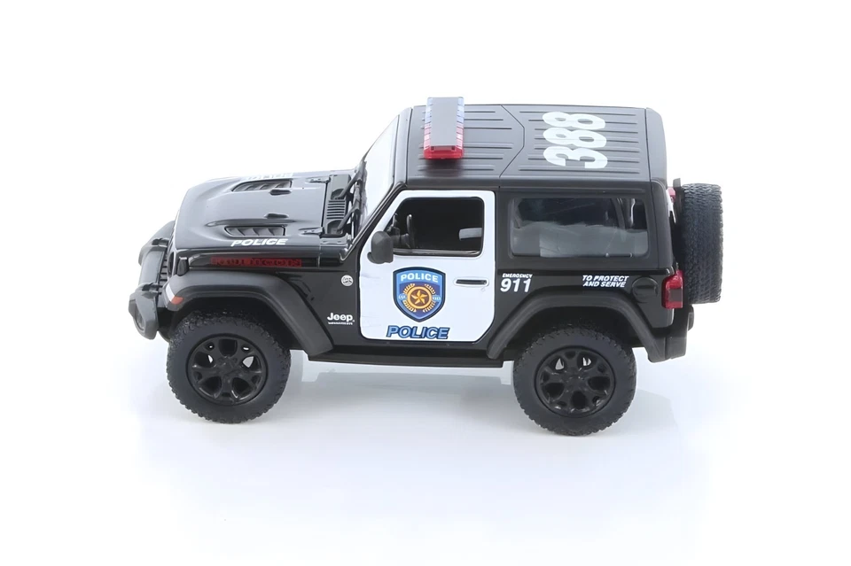 Modellino Auto Jeep Wrangler Polizia. Auto Giocattolo Scala 1:34 Porte Apribili. - Immagine 3 di 4