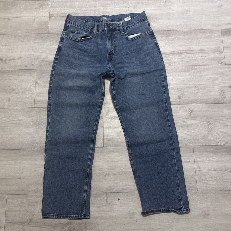 Old Navy Dark Wash Straight Leg Blue Denim Jeans Loose Fit Built-In Tough