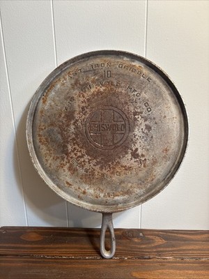 Vintage Griswold No. 10 Cast Iron Griddle #610 Erie PA 10 