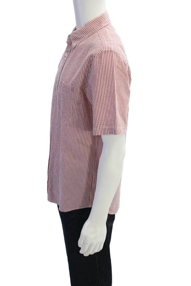 Club Monaco Mens Striped Slim Fit Button Up Shirt Red Size M - Image 2 of 4