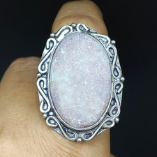 Natural Rhodochrosite Gemstone Handmade 925 Sterling Silver Ring Size-9.5 US
