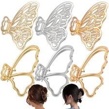6 Packs Large Metal Butterfly Hair Claw Clips, Lady Thick