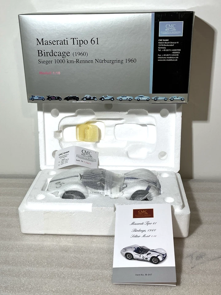 CMC GmbH 1:18 M-047 Maserati Type 61 BIRDCAGE 1960 Sol/Mo Unused NEW in Box NICE - image 2 of 4