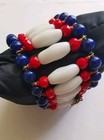 MIRIAM HASKELL SIGN 40'S 2-PC SET~RED BLUE & WHITE GLASS BEADS GILT BRASS ACCENT — photo 7