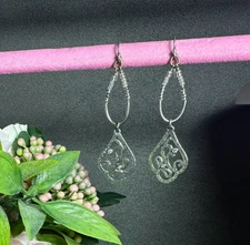 Silpada Sterling Silver CZ and Seed Bead Dangle Earrings W2287 2 1/2"