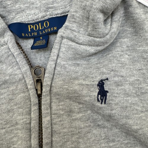 Polo Ralph Lauren Hoodie Sz 5 Gray Full Zip Jacket Sweatshirt Pink Blue Stripe - Picture 3 of 10
