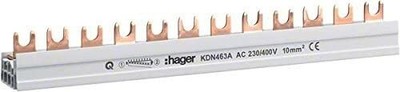 Hager KDN463A Phasenschiene 4 polig mit Gabelanschluss 10mm² 63A 12 Module