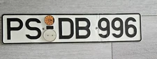 Vintage German License Plate PS - DB 996 Germany State Inspection March 2001