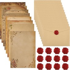 Vintage Brief-Papier mit Umschlag, Set Vintage Schreiben mit 16 Vintage-Papier
