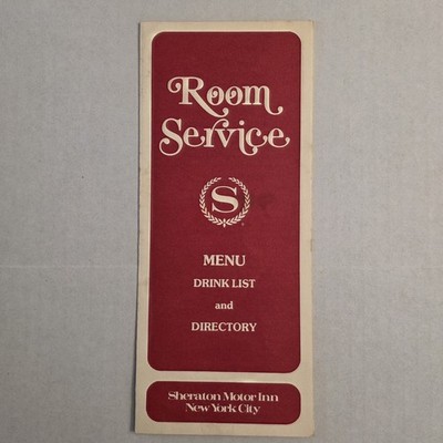 Vintage Sheraton Room Service Menu Famous 60s New York City Motor Inn Restaurant
