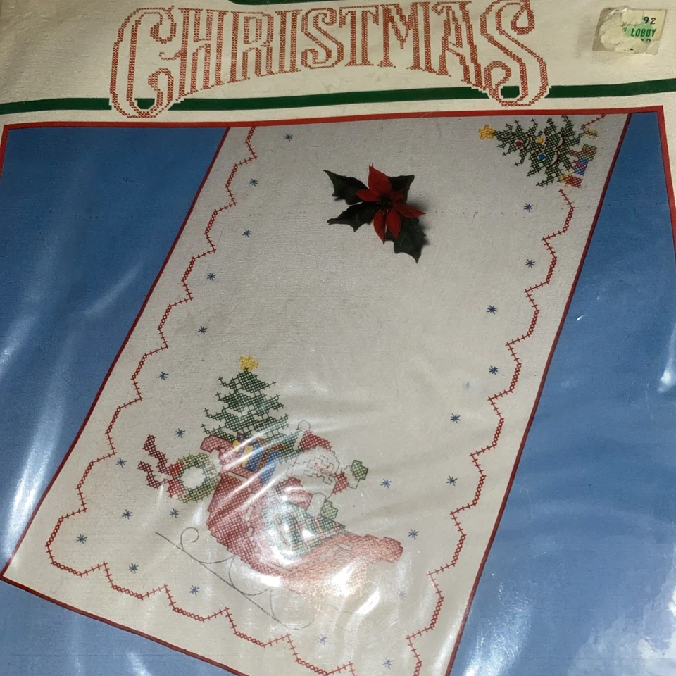 Bucilla Christma To All A Good Night Table Runner Cross Stitch Kit FREE SHIP - Image 3 of 4