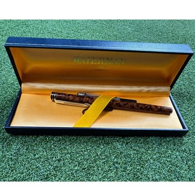 Waterman Ideal Paris Fountain Pen Brown Marble Lacquer Gold Trim Boxed