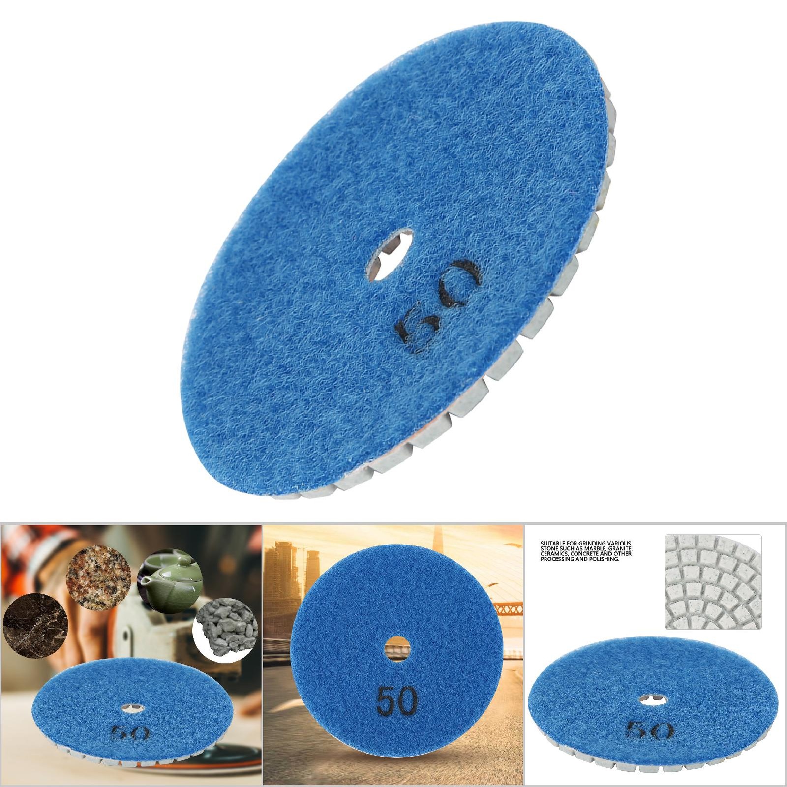 7-Piece Polishing Pad Set For Granite Polishing Wet Grinder Tool For