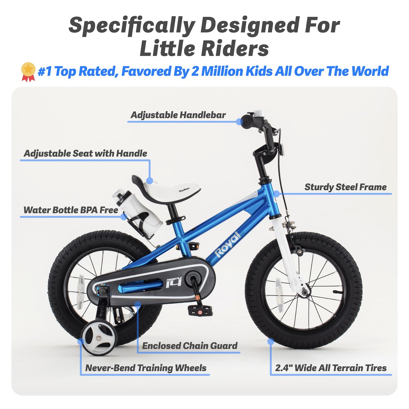 Kids Bike Boys Girls Freestyle BMX Bicycle with Training Wheels Kickstand Gif...