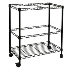 Portable 2-Tier Metal Rolling File Cart, Black, 12.4 in L x 24 in W x 28 in H