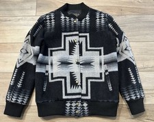 NWT Pendleton Harding Wool Blanket Bomber Jacket USA Made Black Gray 499