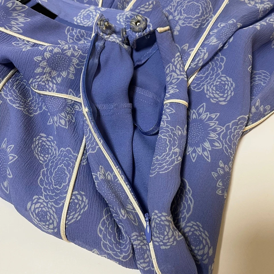 INC 100% 真丝花卉中裙紫色 Periwinkle 尺寸 8 Y2K 小号童话小屋 — 第 4/4 张图片