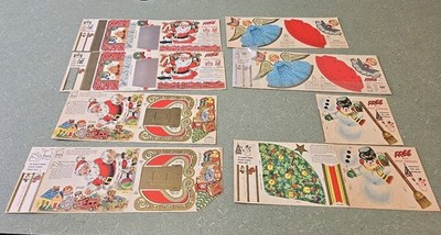 Lot of 8 Vintage 1950s Post Cereal Punch Out Christmas Decorations