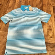 Nike Golf Dri-FIT Polo Shirt Mens Medium Blue White Striped Short Sleeve NWT