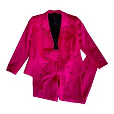 Escada Women's Pink Pant Suit Virgin Wool Size 38 Jacket Pants Lined Solid