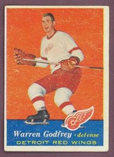 1957-58 TOPPS NHL HOCKEY #41 WARREN GODFREY VG-EX DETRIOT RED WINGS Card