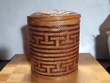 Antique Early Chinese Bamboo Woven Basket-People's Republic of China-Museum Qual
