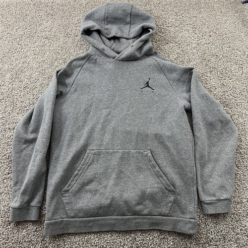 Air Jordan, Vintage Air Jordan Sweater Mens Large Gray Pullover Hoodie Streetwear 90s