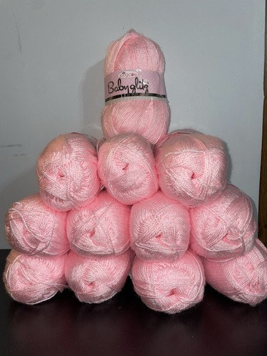 King Cole Baby Glitz DK Yarn: 12 Skeins 100 g Ea. Shade 103 PINK. Same Lot #.
